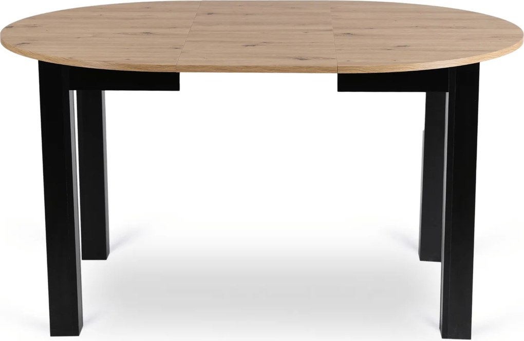 Zestaw Stół Okrągły Rozkładany HARRY 102-142 cm Dąb Artisan/Czarny i 6 Krzeseł Tapicerowanych CHRIS Szarych Nowoczesnych