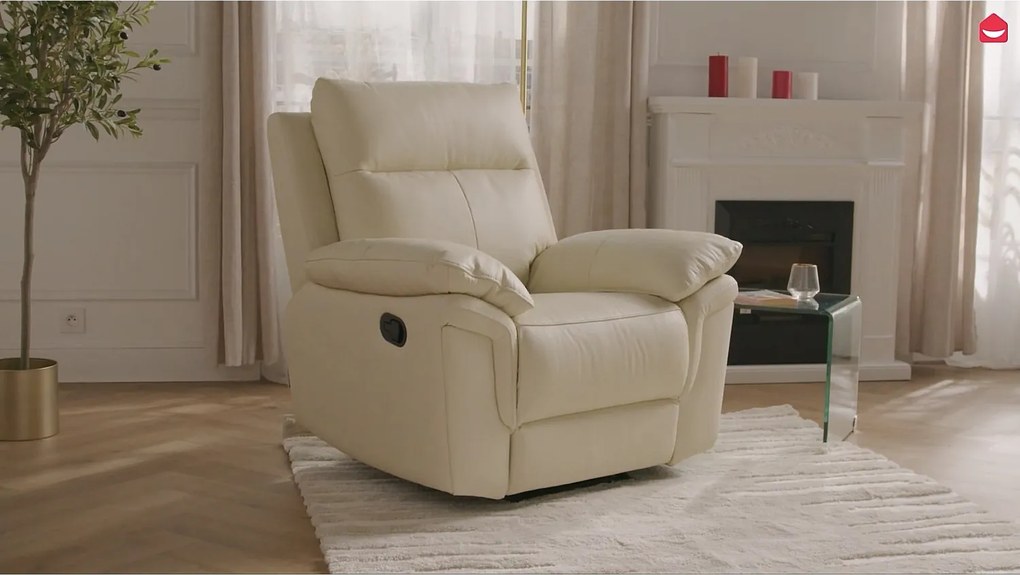 Fotel ze skóry bawolej z funkcją relaxu PAKITA - Czarny