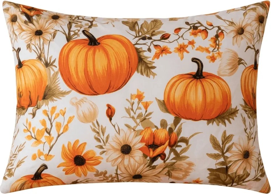 Poszewka na poduszkę z mikrofibry FLOWERS AND PUMPKINS 50x70 cm, pomarańczowy