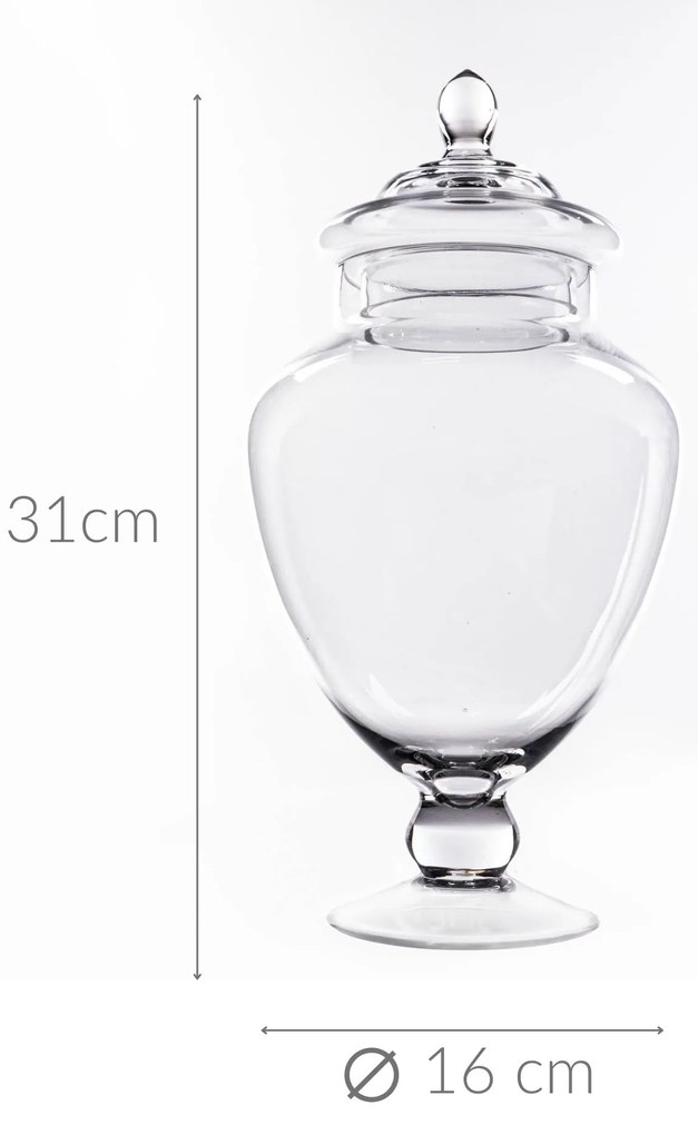 Słoik na cukierki, słój, szklany pojemnik z pokrywką, 30 cm