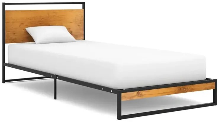 Czarne metalowe łóżko pojedyncze 100x200 cm - Zana