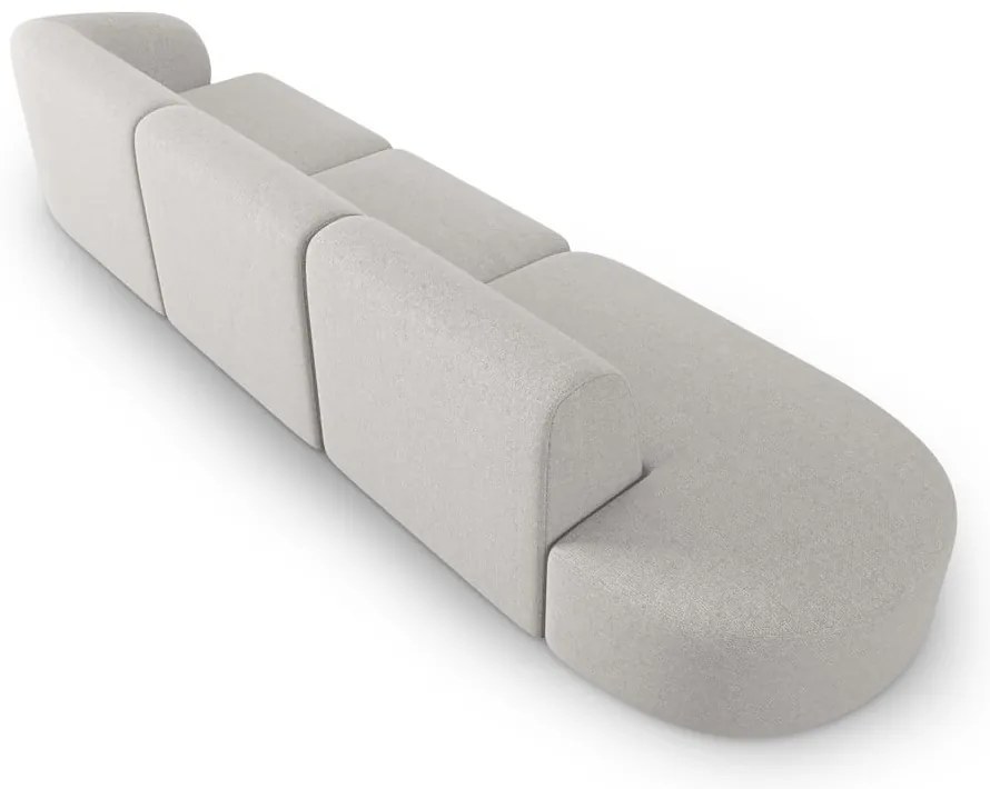 Jasnoszara sofa z tkaniny szenilowej prawostronna 311 cm Paolo – Milo Casa