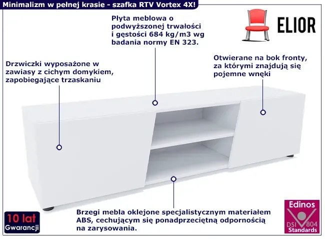 Biała stojąca szafka RTV z drzwiczkami N4-E84