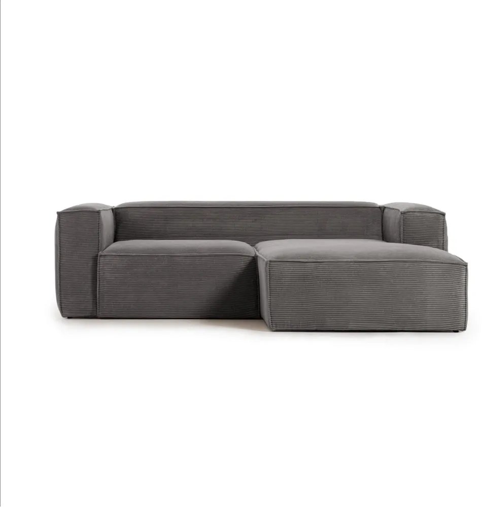 Szary sztruksowy narożnik (prawostronny) Blok – Kave Home