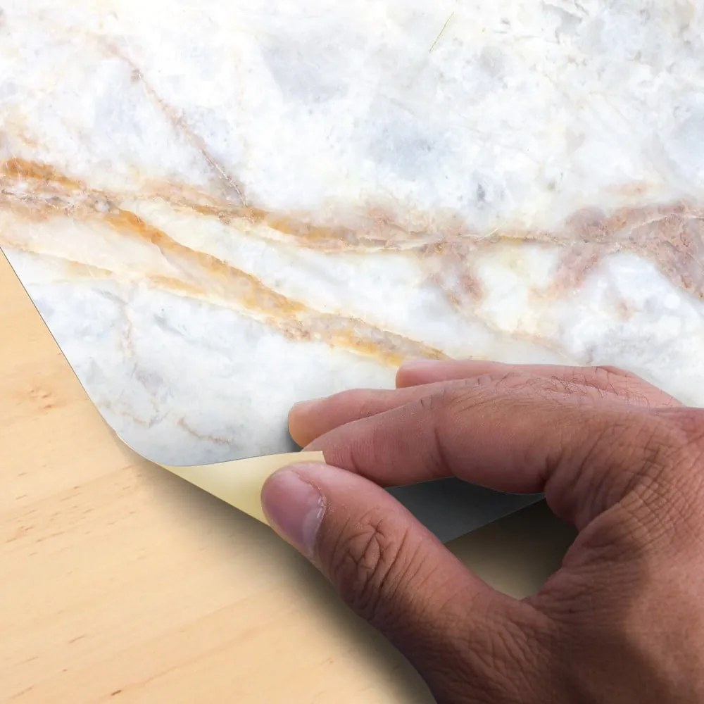 Naklejka na podłogę Ambiance Authentic White Marble, 40 x 40 cm