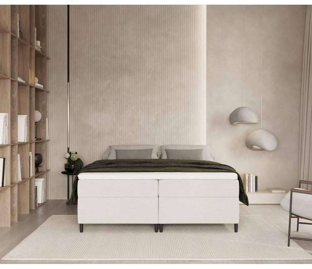 Kremowe łóżko boxspring ze schowkiem 160x200 cm Araya – Maison de Rêve