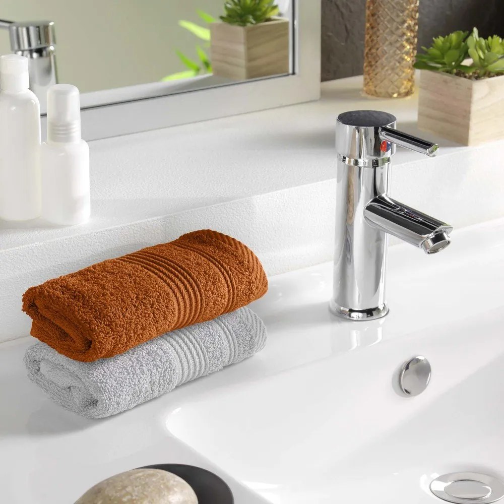 Bawełniany ręcznik frotte w kolorze terakoty 30x50 cm Tendresse – douceur d'intérieur