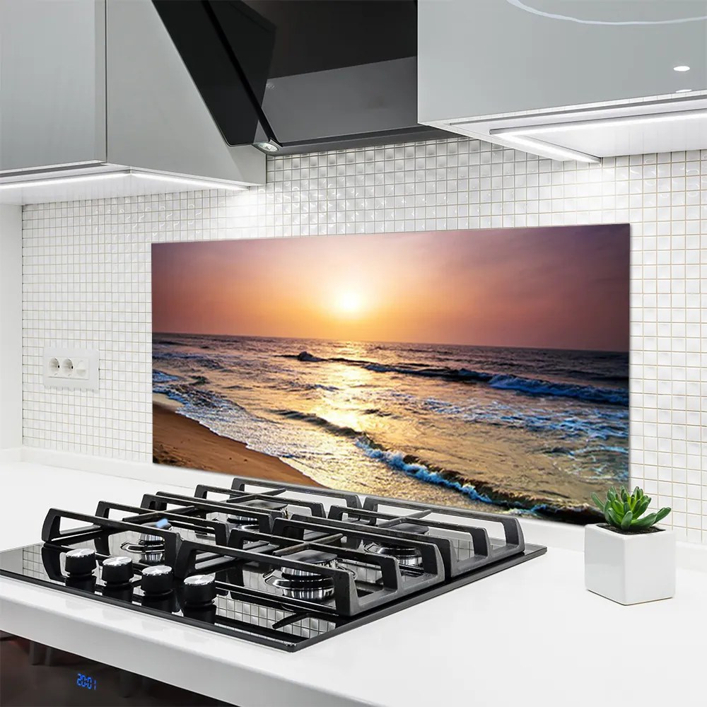 Dekor Szklany do Kuchni Słoneczny Dzień Na Złotej Plaży