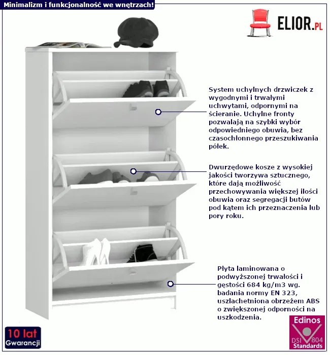 Biała szafka na buty - Kogito