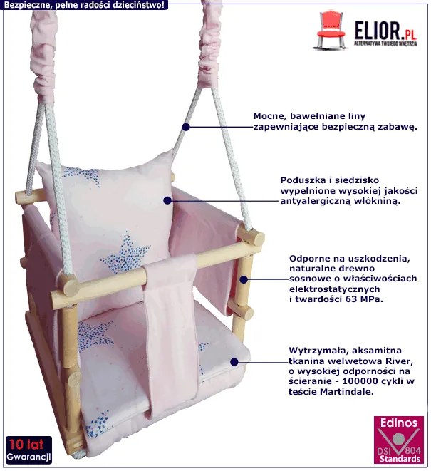 Welwetowa huśtawka 3w1 dla dzieci 6 wzorów R0-W48
