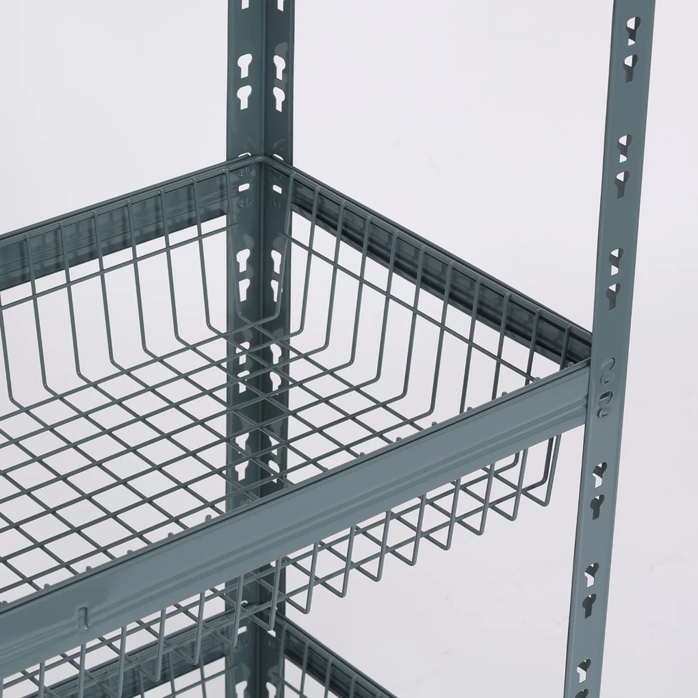 Regał półkowy z koszami, 1954 x 900 x 400 mm, nośność 175 kg, 4 półki + 1 kosz