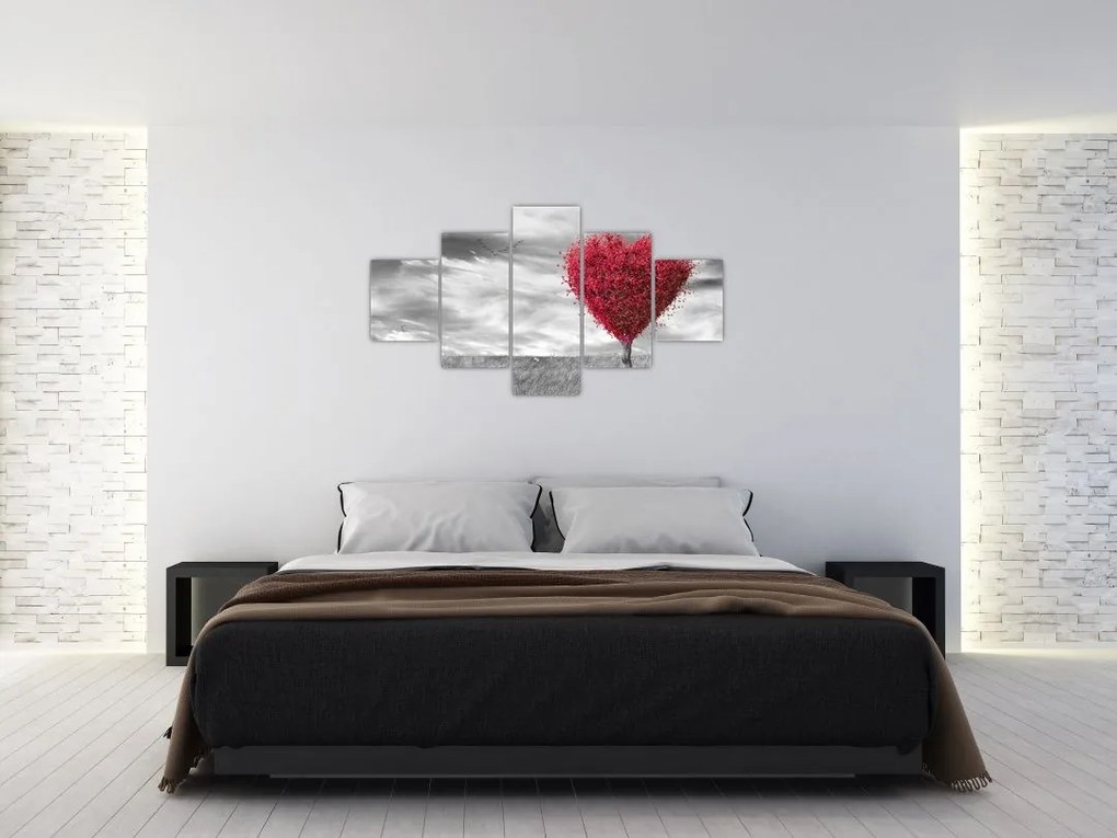 Obraz - serce z koroną drzewa (125x70 cm)
