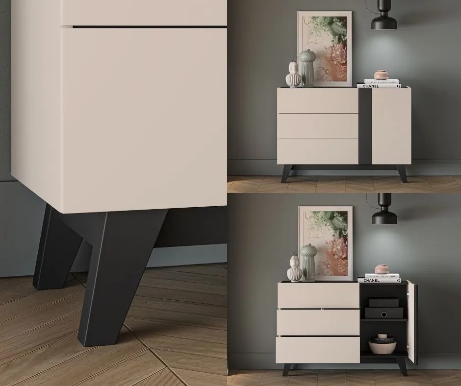 Komoda 120 cm Freshion 04, kaszmir / czarny