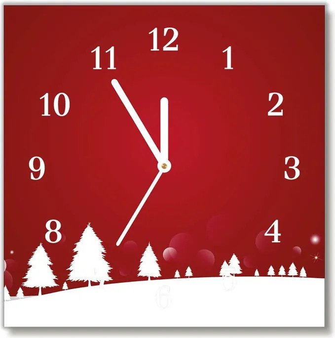 Zegar ścienny Choinki Święta Płatki Śniegu