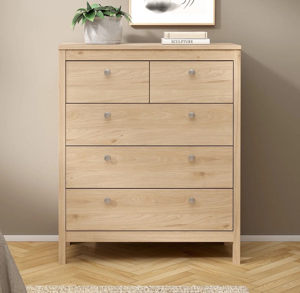 Nowoczesna komoda pokojowa z szufladami Madrid 3+2, jackson hickory