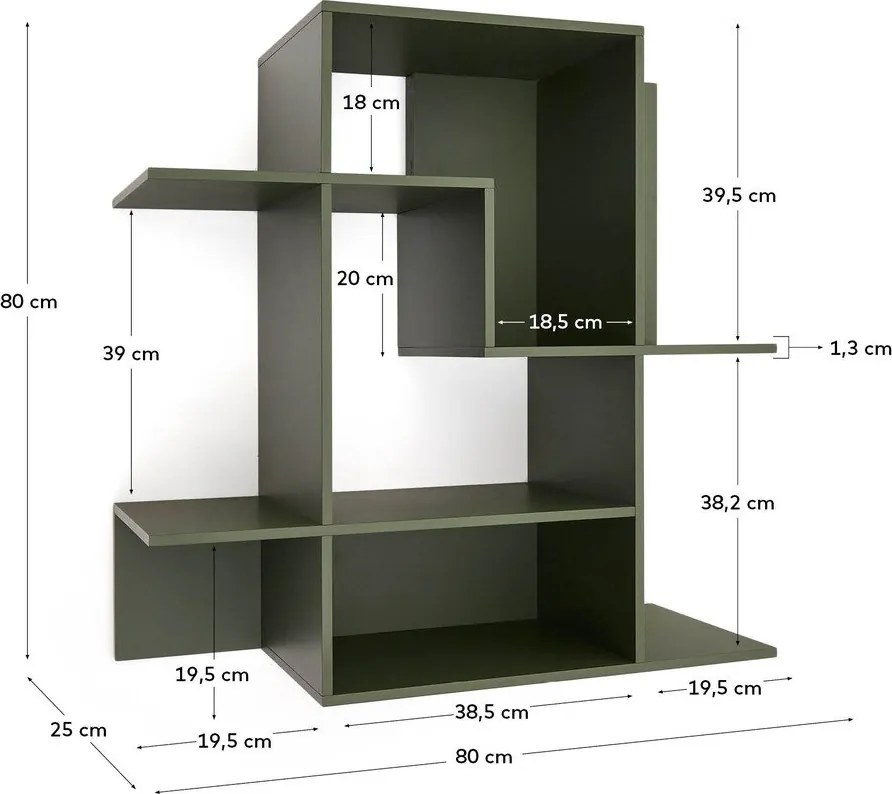Zielony modułowy system półek 80x80x25 cm Ina – Kave Home