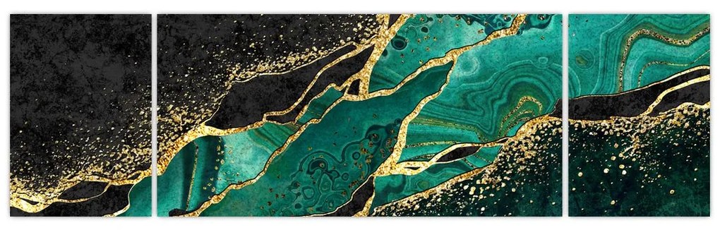 Obraz - Marmurki olejno-złote (170x50 cm)