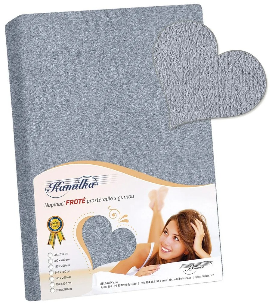 Prześcieradło frotte Kamilka niebieskoszary, 140 x 200 cm