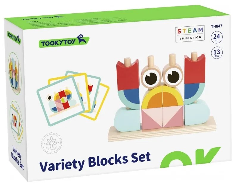 Tooky toy kreatywne drewniane klocki przestrzenne 3d krab