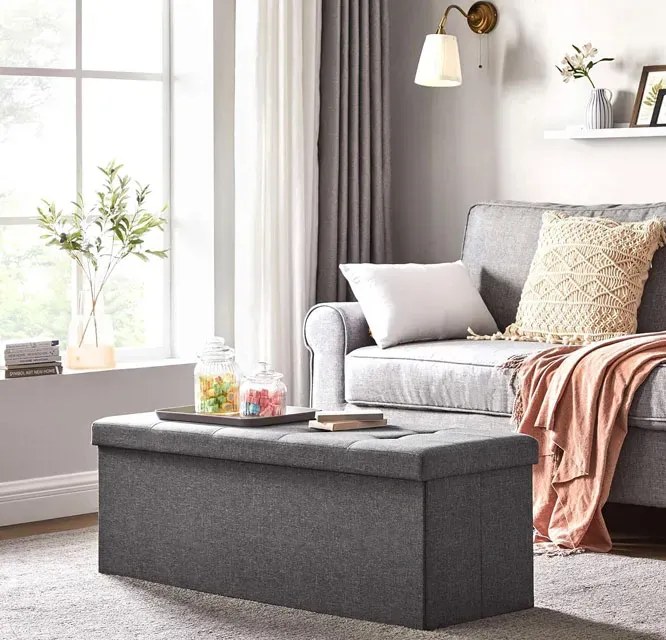 Ciemnoszara prostokątna pufa tapicerowana E2-K89