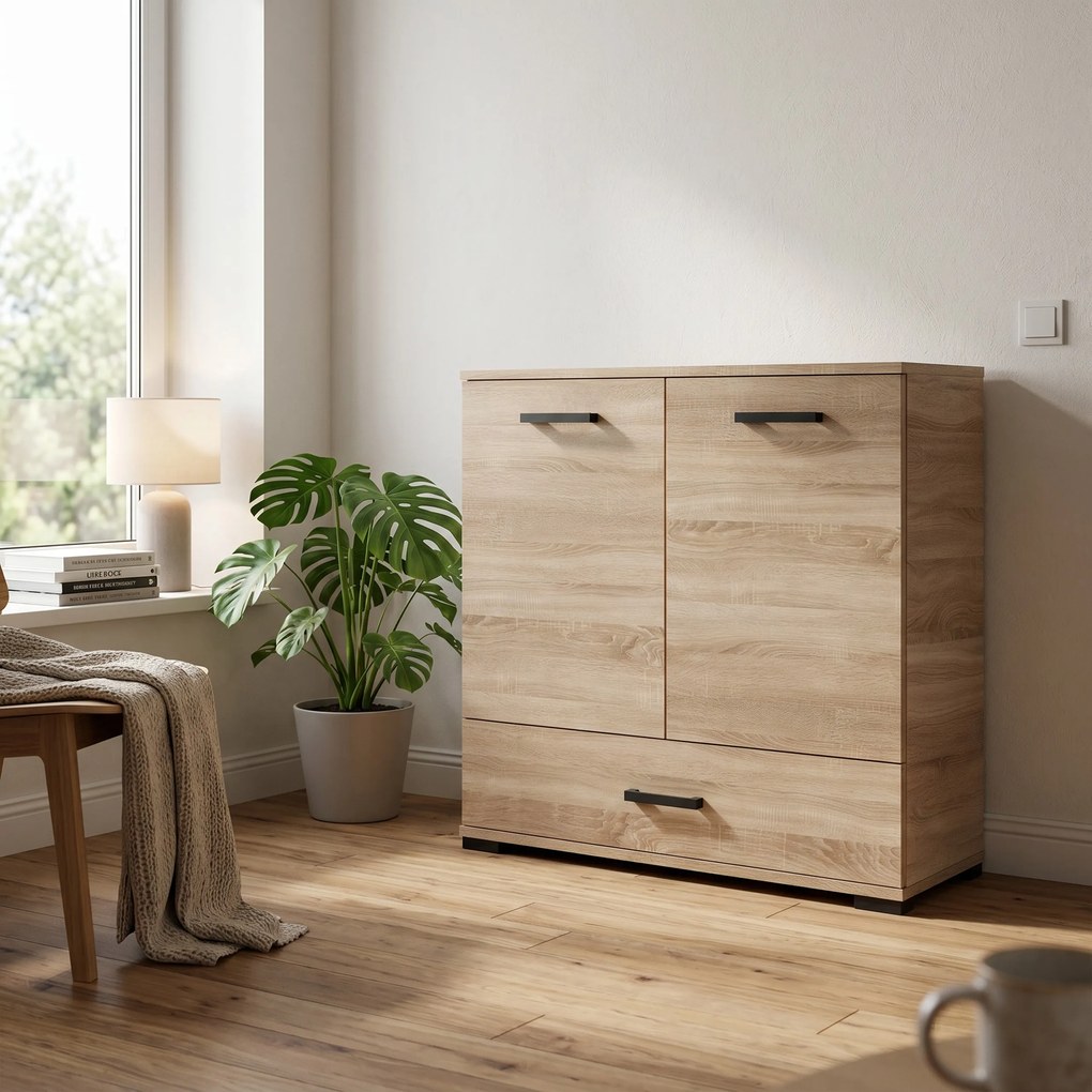 Komoda ALBANO 90 cm do Salonu Sypialni z Szufladą Dąb sonoma
