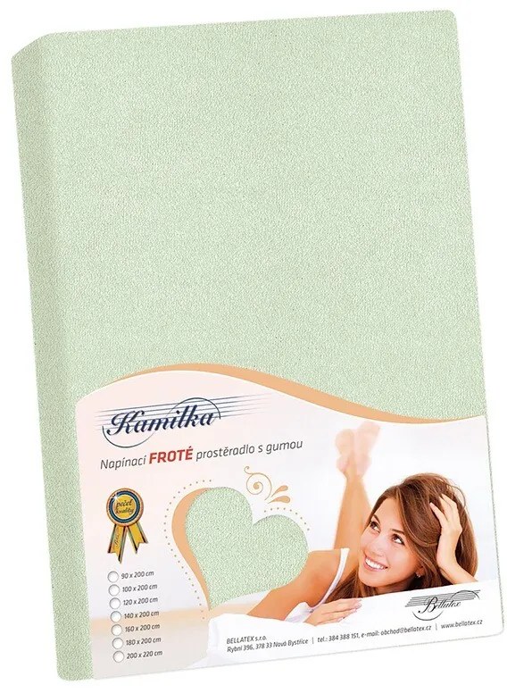 Bellatex prześcieradło frotte zielony szałwiowy, 90 x 200 cm
