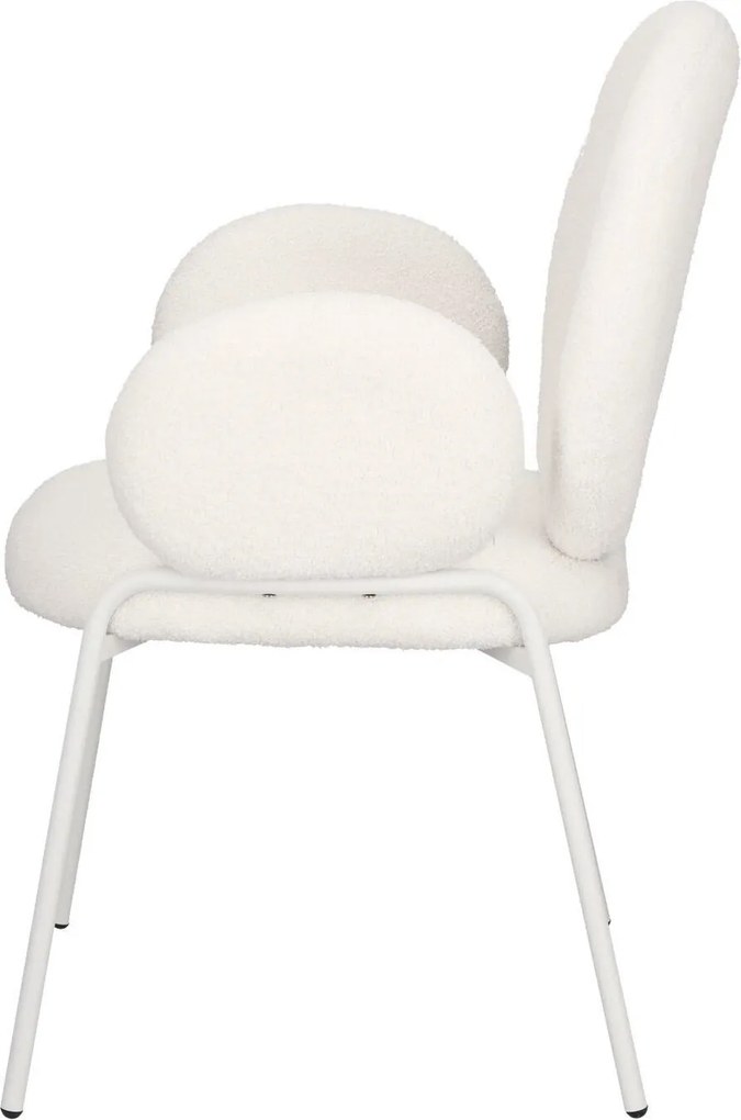 Krzesło do jadalni z podłokietnikami Bianco Arm, tkanina boucle