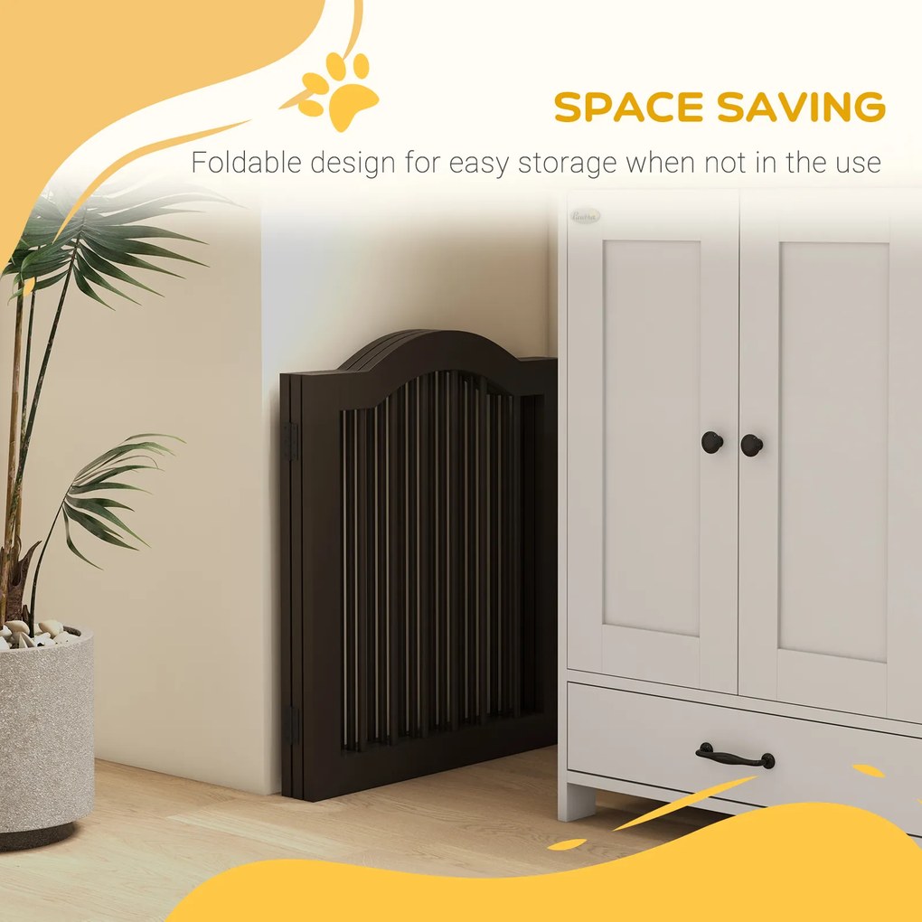 PawHut Barierka dla psów składana 3 panele drewno lite i MDF kolor kawa 1545x295x61 cm | Aosom PL