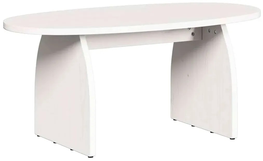 Biały owalny stolik kawowy z drewna R3-P25