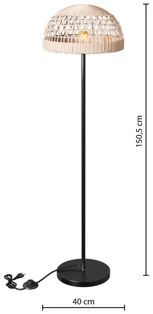 Lampa podłogowa RORY z plecionym abażurem, Ø 40 x 150,5 cm
