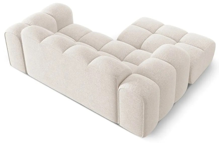 Kremowy narożnik z tkaniny szenilowej (lewostronny/z szezlongiem) Treno – Cosmopolitan Design