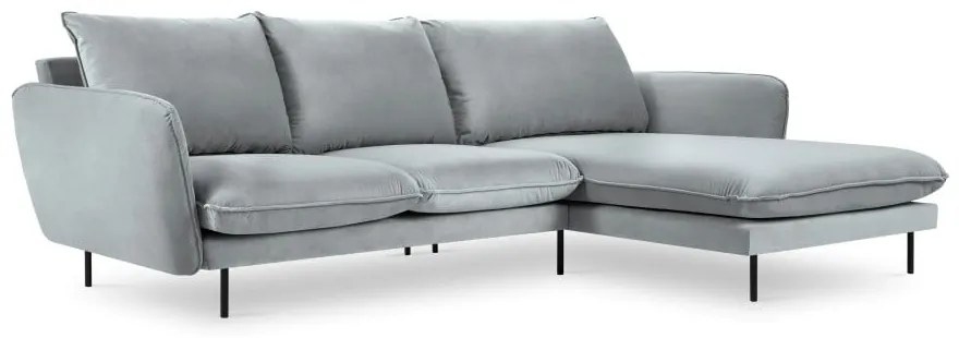 Jasnoszara narożna aksamitna sofa prawostronna Cosmopolitan Design Vienna