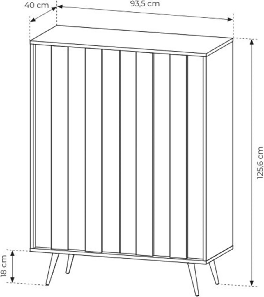 Komoda wysoka Flaro 93 cm z oświetleniem - dąb dunin