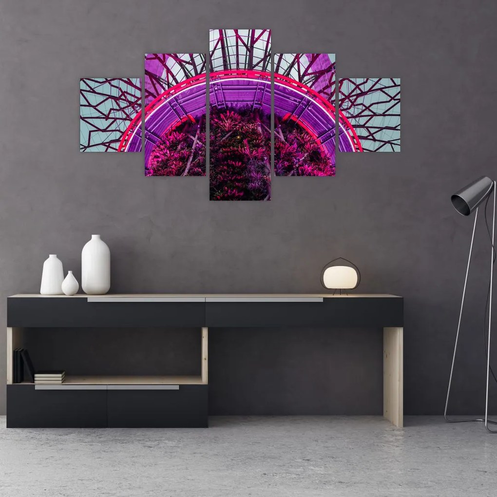 Abstrakcyjny obraz - fioletowe gałęzie (125x70 cm)