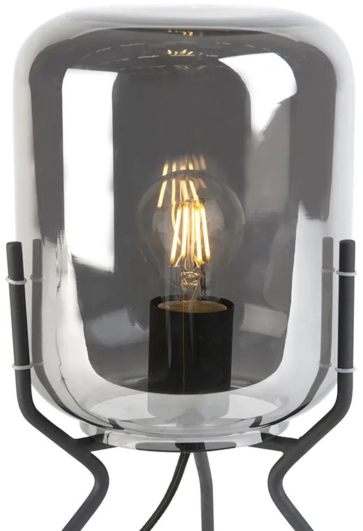 Inteligentna designerska lampa stołowa czarna z przydymionym szkłem w tym wifi A60 - BlissDesignerski Oswietlenie wewnetrzne