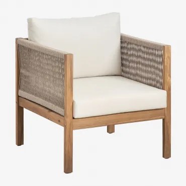 Zestaw 2 Foteli Branson Acacia Wood Z Podłokietnikami Gardenia Biel & Akacja Brąz - Sklum