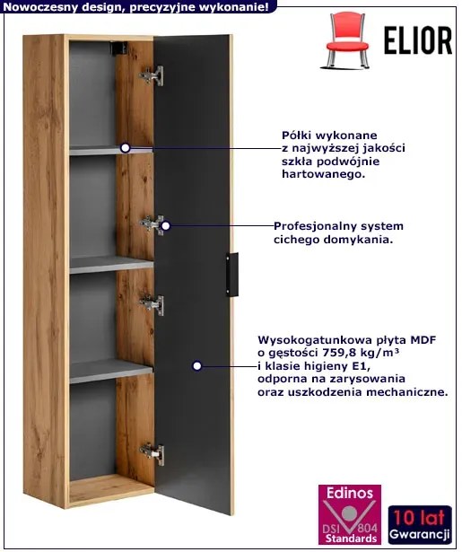 Słupek łazienkowy wiszący w kolorze dąb - Edar 4X