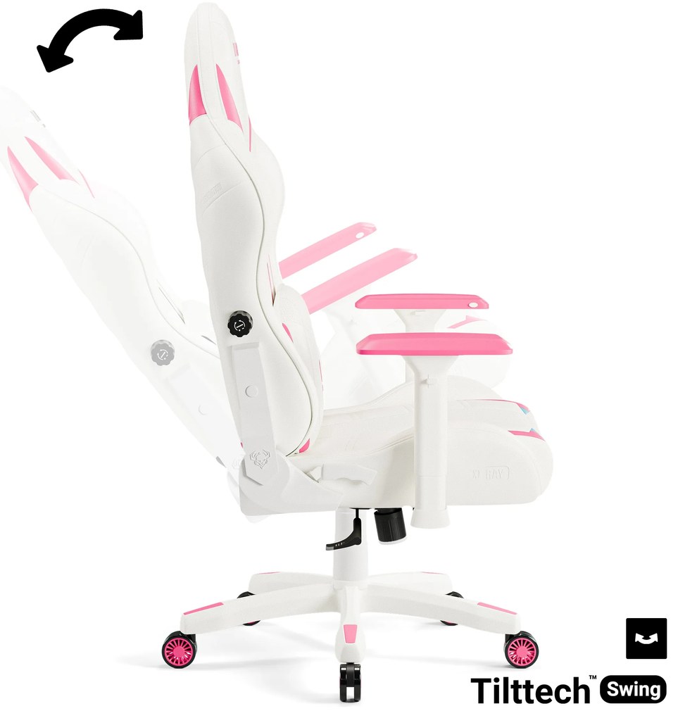 Fotel gamingowy Diablo X-Ray 2.0 Normal Size, biało-różowy