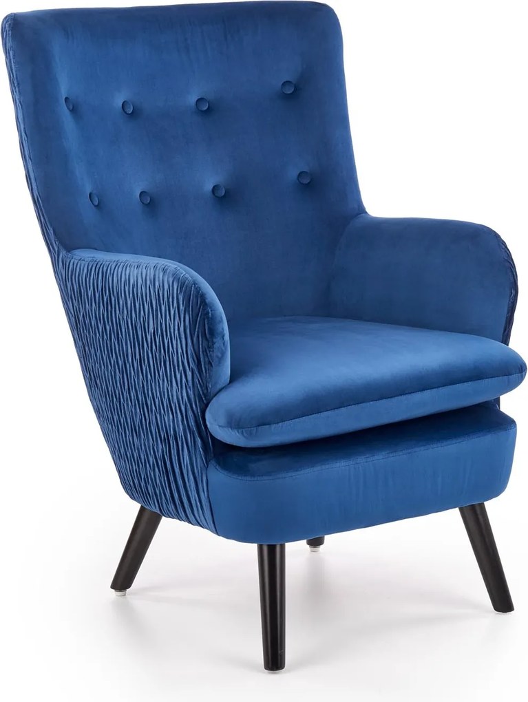 Wypoczynkowy fotel tapicerowany w stylu glamour Ravel Halmar