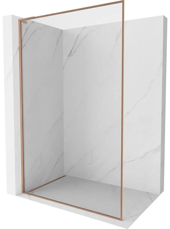 Mexen Kioto-F L ścianka prysznicowa Walk-in z ramką 60 x 202 cm, transparent 8 mm, miedź szczotkowana - 800-060-174-65-00