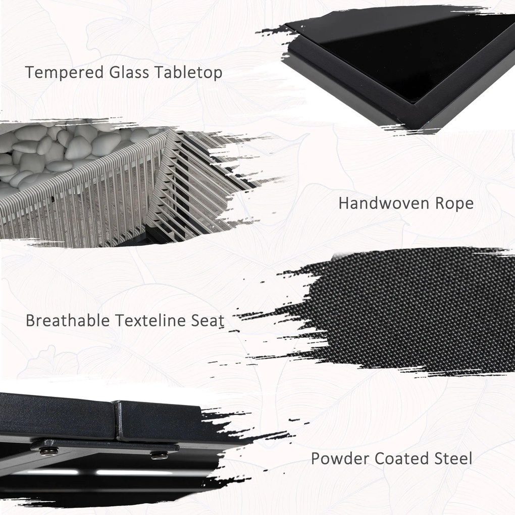 Outsunny Zestaw Mebli Ogrodowych 5-częściowy Jasnoszary+Czarny | Aosom PL