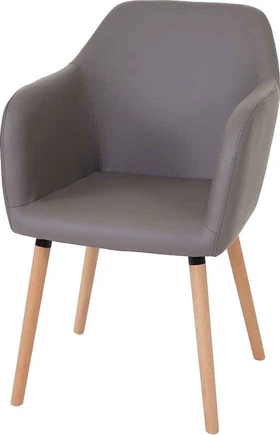 Krzesło do jadalni Vaasa T381,  imitacja skóry, taupe-szary, jasne nogi