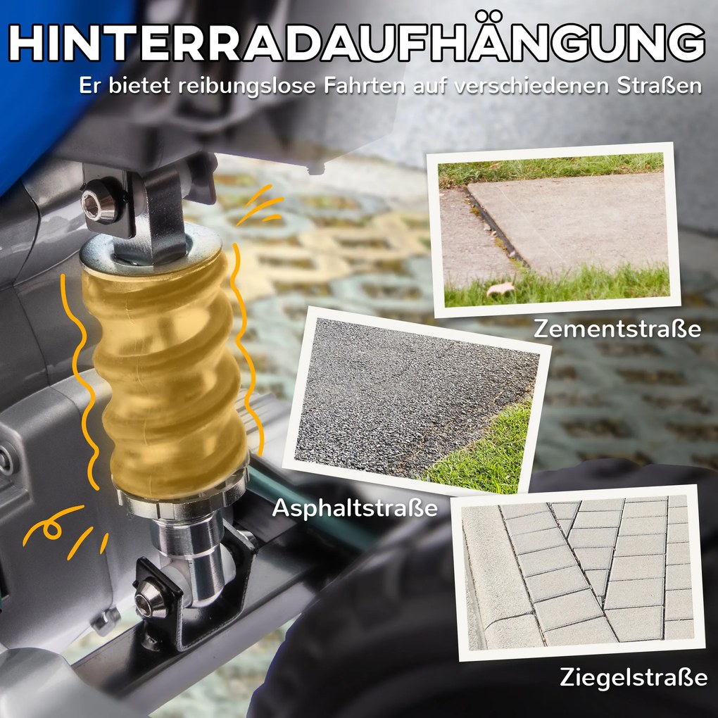 AIYAPLAY Elektryczny motocykl dla dzieci, manualna kontrola gazu, koła treningowe, muzyka, Niebieski, 107 x 56 x 70 cm