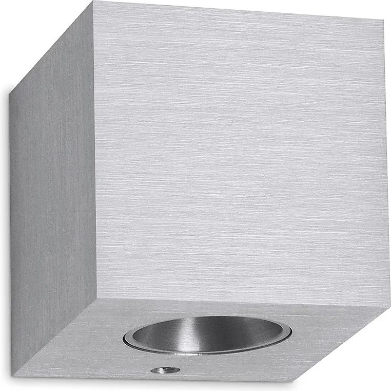 Aluminiowy kinkiet BRICK w nowoczesnym stylu - Szeroko?? 6,5 x wys. 7,2 cm - szczotkowane aluminium - 3W LED SMD - 3K - góra i dó? - 110° - IP20