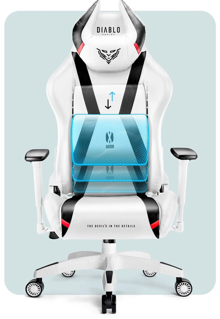 Fotel gamingowy Diablo X-Horn 2.0 Normal Size, biało-czarny