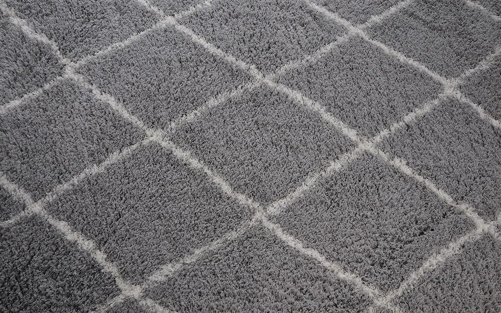 Dywan shaggy Nano Light Mikrofibra Romby szary 120 cm x 160 cm