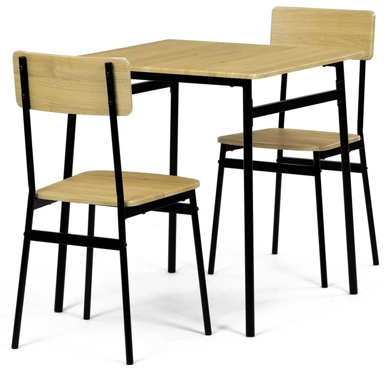 Zestaw jadalniany Industrial z 2 krzesłami, 70 x70 x 76 cm, dziki dąb