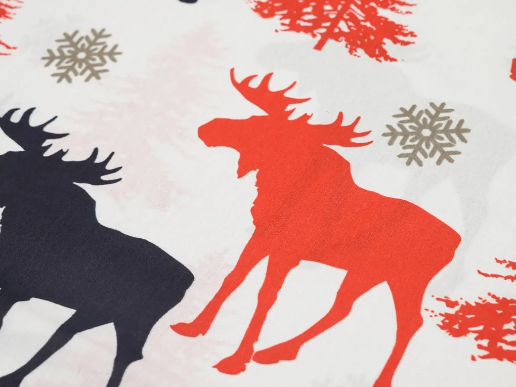 PrzytulneMieszkanie.pl PrzytulneMieszkanie.pl Pościel bawełniana CHRISTMAS MOOSE, biała Rozmiar pościeli: 2 szt 70 x 90 cm | 200 x 220 cm