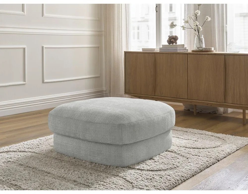 Jasnoszary podnóżek z tkaniny szenilowej Leonore – Bobochic Paris