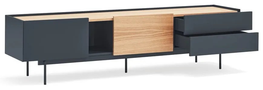 Antracytowo-naturalna szafka pod TV w dekorze dębu 180x45 cm Otto – Teulat